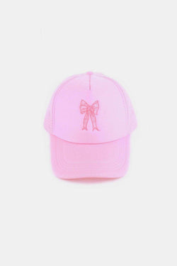 Zenana Ribbon Bow Embroidery Trucker Hat - Stylish Accessory