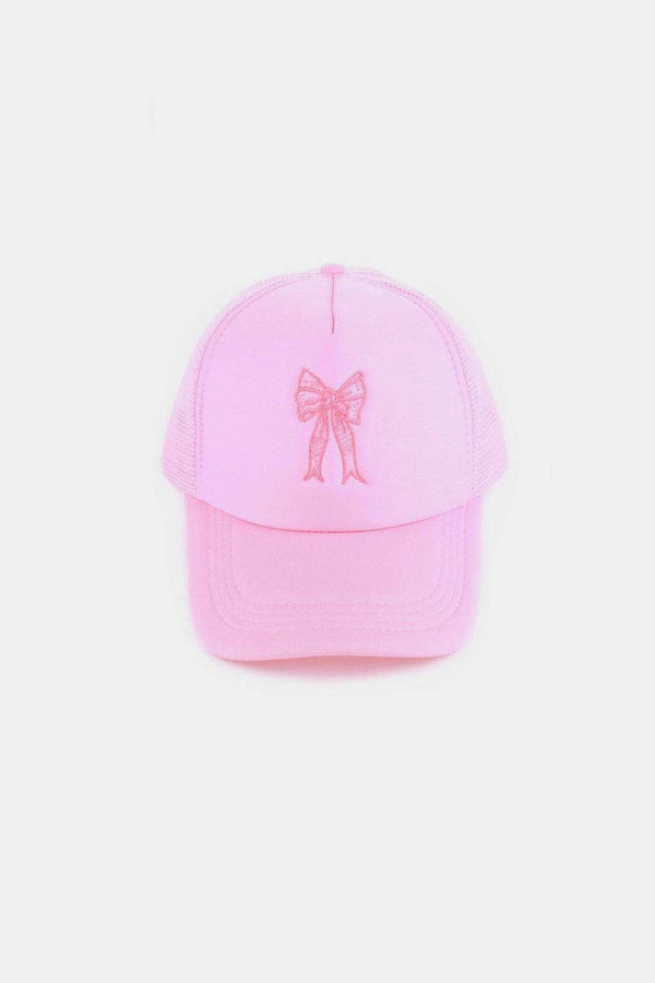 Zenana Ribbon Bow Embroidery Trucker Hat - Stylish Accessory