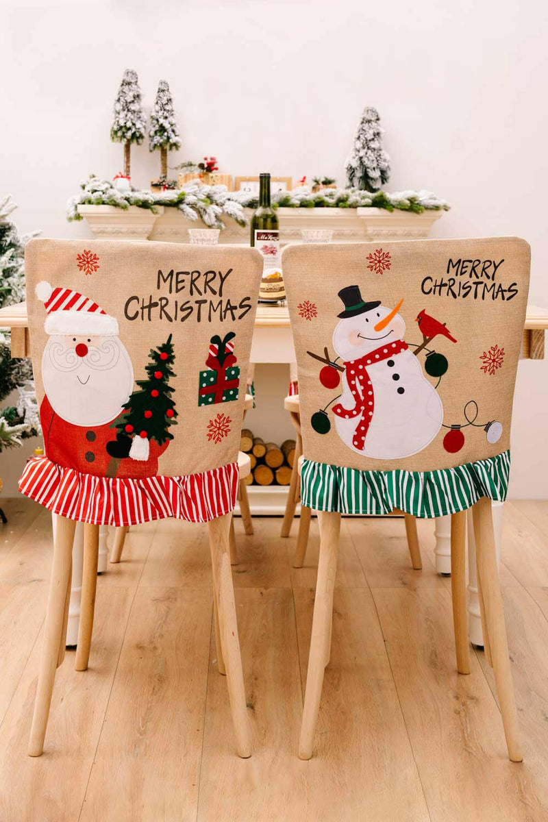 2-Pack Christmas Snowman Chair Covers - Festive Holiday Decor