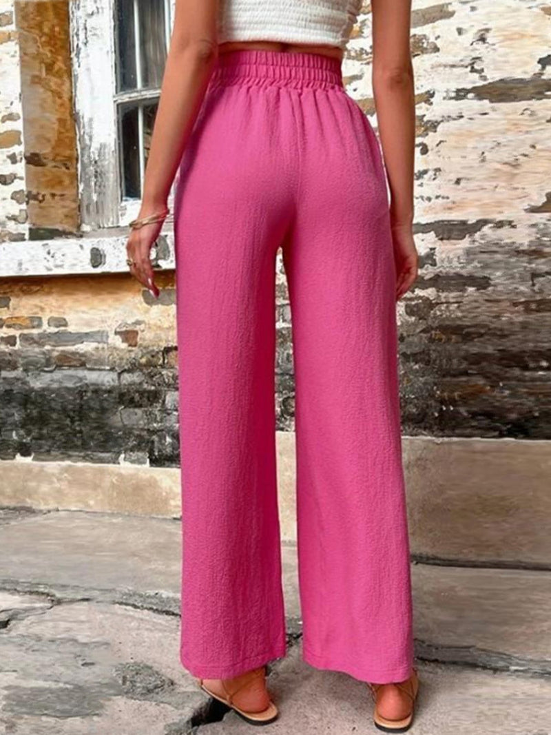 Tied High Waist Wide Leg Pants with Pockets - Chic & Comfortable