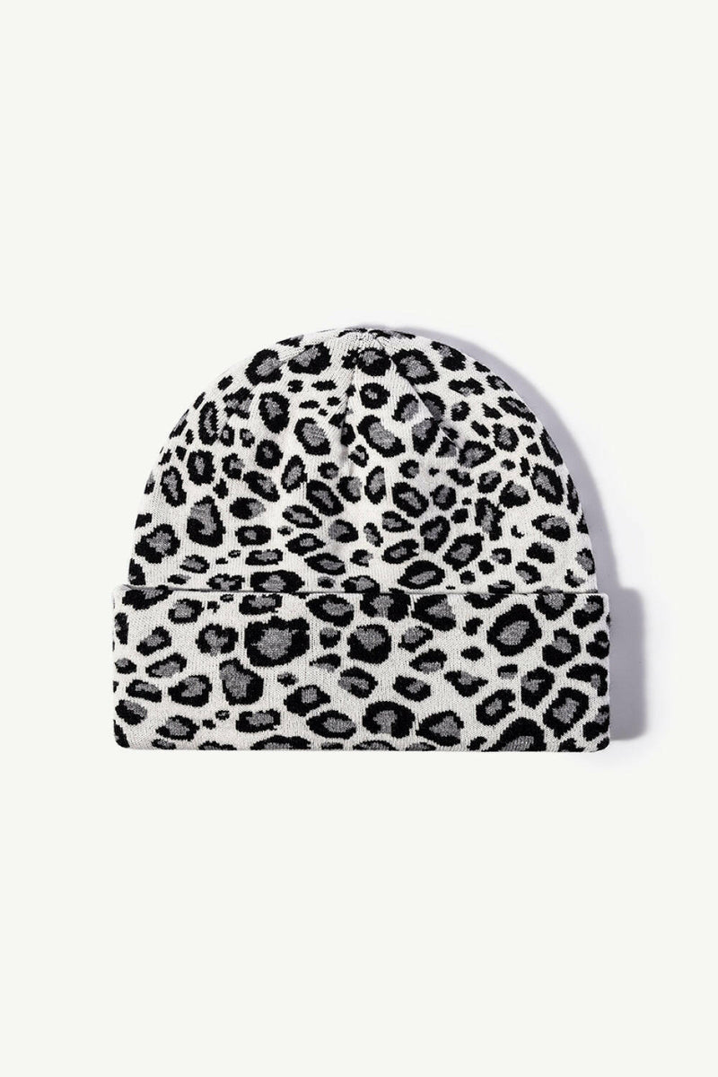 Leopard Pattern Cuffed Beanie - Stylish and Warm Accessory