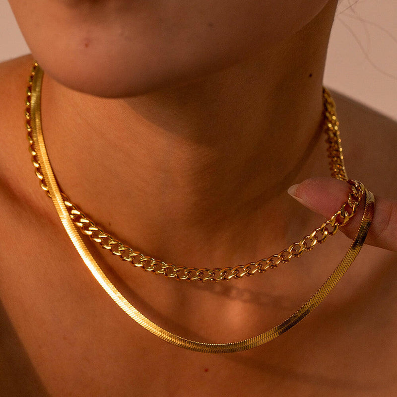 18K Gold-Plated Double Layered Necklace - Elegant Jewelry Piece