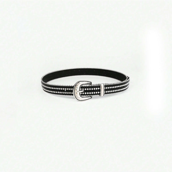 Studded Rhinestone PU Leather Belt - Stylish Fashion Accessory