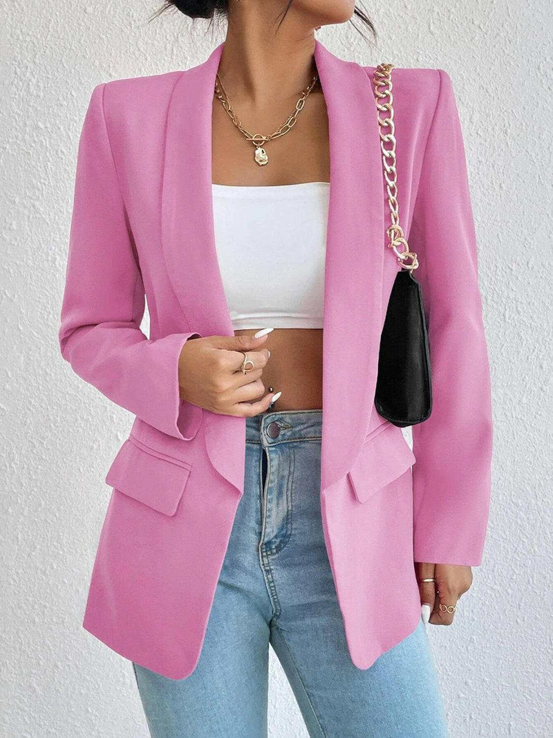 Shawl Collar Long Sleeve Blazer - Stylish & Versatile Wear