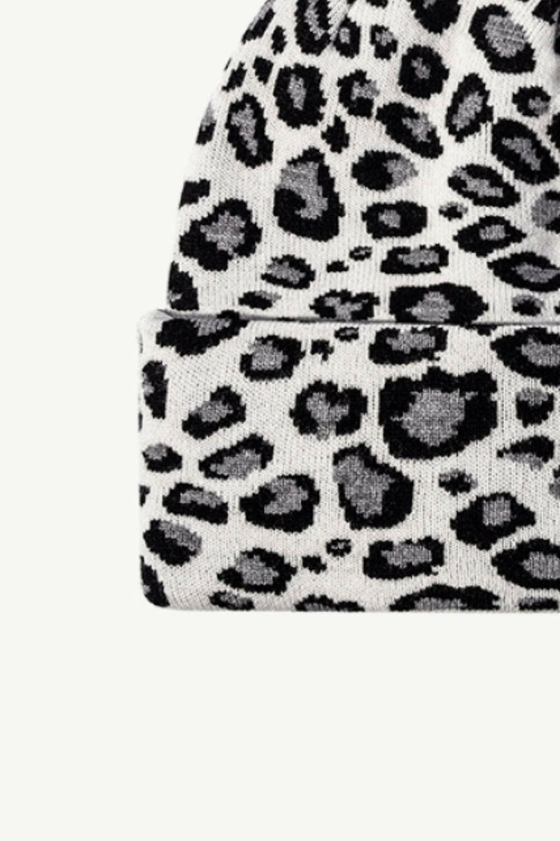 Leopard Pattern Cuffed Beanie - Stylish and Warm Accessory