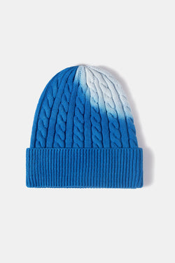 Contrast Tie-Dye Cable-Knit Cuffed Beanie - Stylish and Comfy