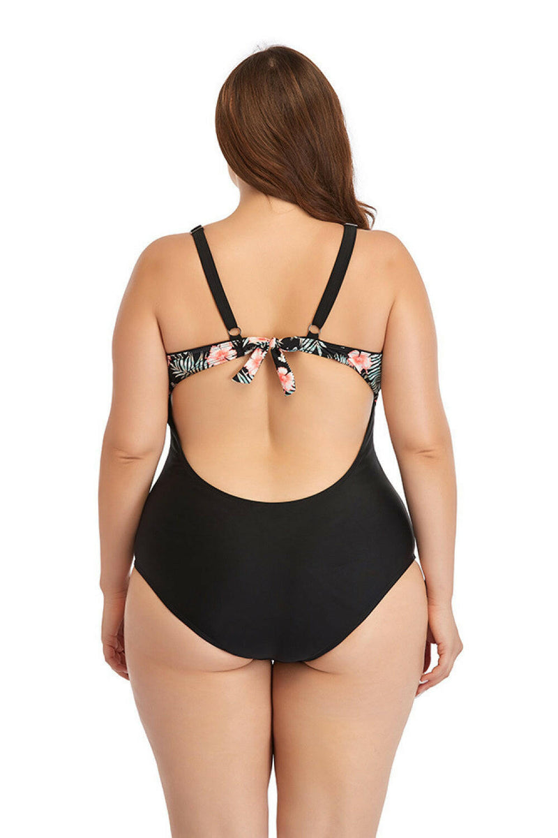 Floral Cutout Tie-Back One-Piece Swimsuit for Summer Fun