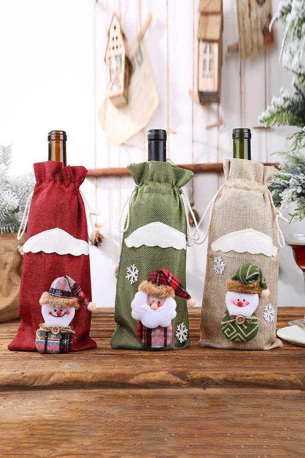 4-Pack Christmas Gnome Bottle Cover - Festive Holiday Decor