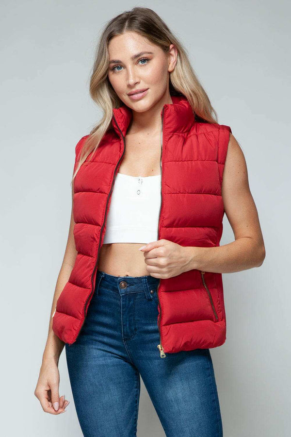 Snobbish Zip Up Turtleneck Vest with Pockets for Style