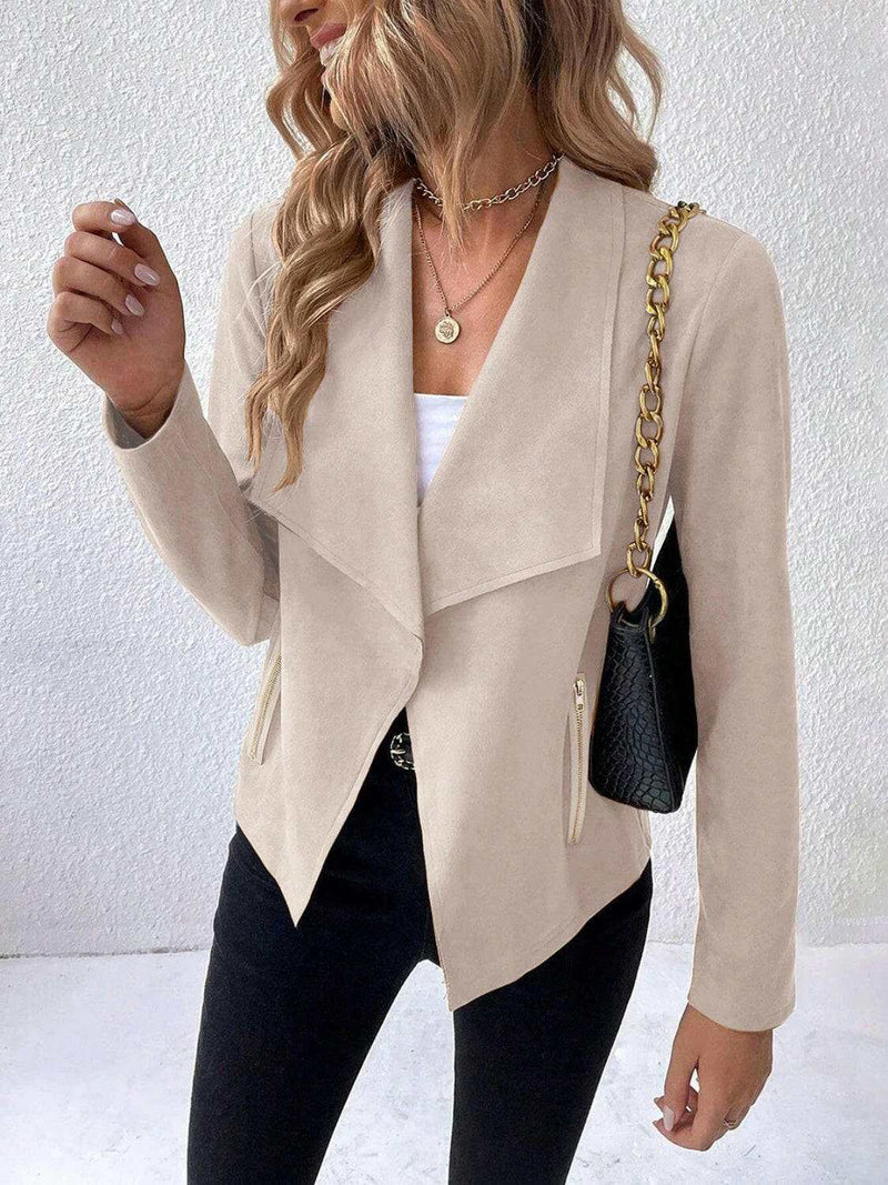 Collared Neck Long Sleeve Jacket - Stylish & Comfortable Wear