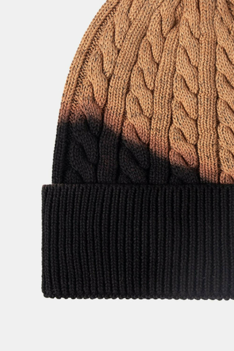 Contrast Tie-Dye Cable-Knit Cuffed Beanie - Stylish and Comfy