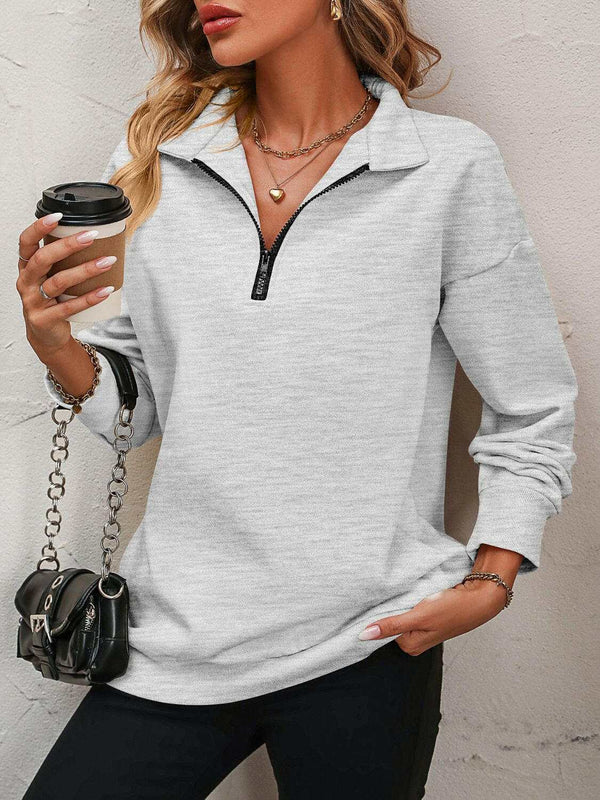 Dropped Shoulder Sweatshirt - Stylish Zip-Up for Everyday Wear