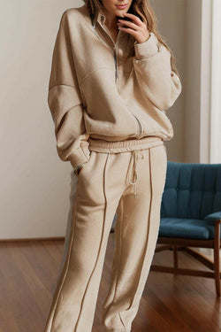 Long Sleeve Top - Zip Up Long Sleeve Top and Pants Set