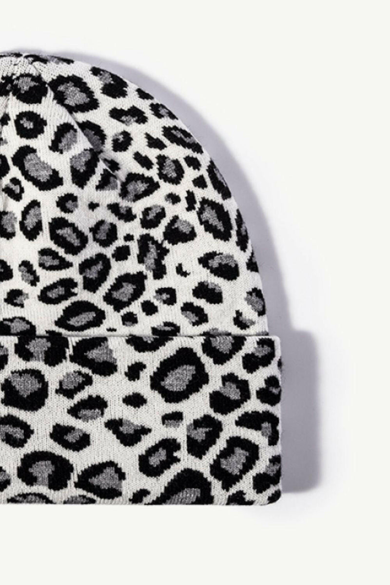 Leopard Pattern Cuffed Beanie - Stylish and Warm Accessory