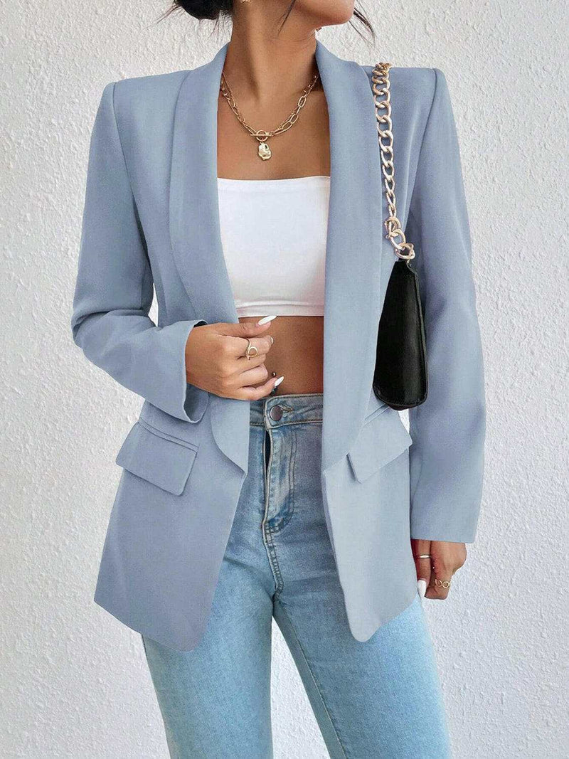 Shawl Collar Long Sleeve Blazer - Stylish & Versatile Wear