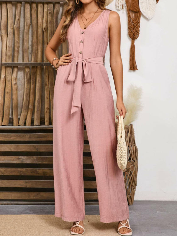 tie waist jumpsuit - stylish summer fashion piece