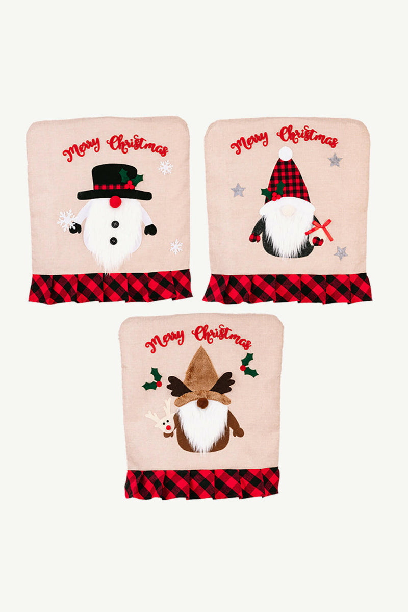 3-Pack Plaid Christmas Gnome Chair Covers - Festive Decor