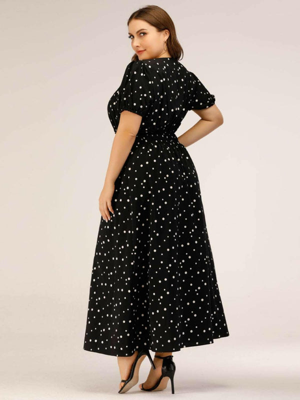 Size Polka Dot Square Neck Dress for Plus Size Fashion