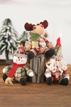 3-Pack Plush Christmas Figure Ornaments - Festive Decor