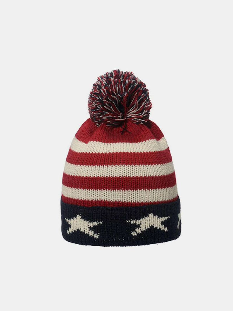 Flag Knit Hat - Roll Rim US Flag Knit Hat for All Seasons