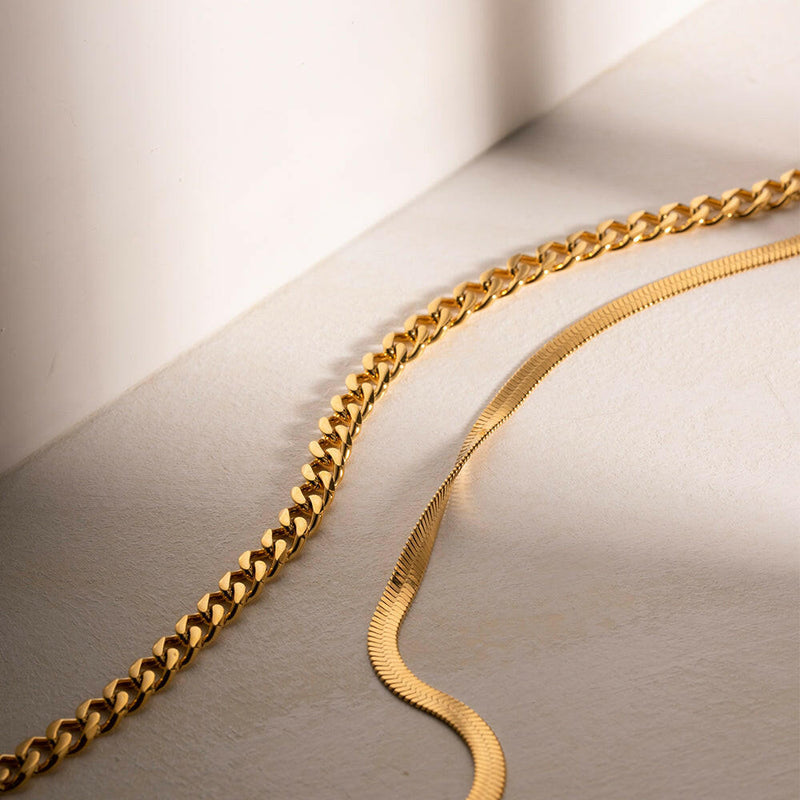 18K Gold-Plated Double Layered Necklace - Elegant Jewelry Piece