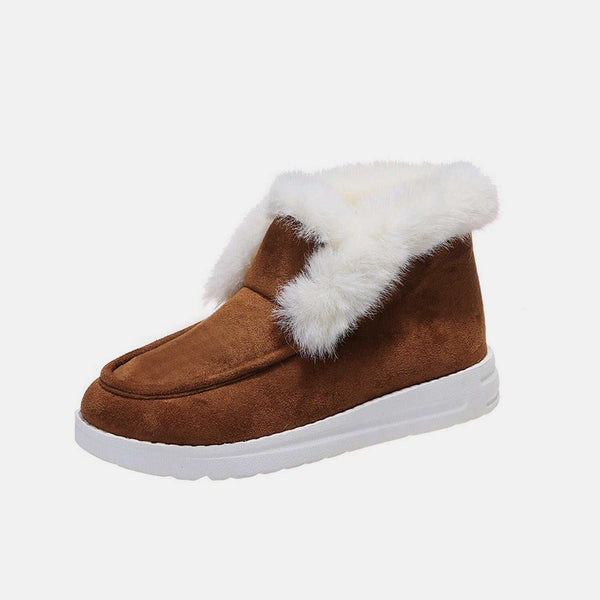 Furry Suede Snow Boots - Stylish & Comfortable Footwear