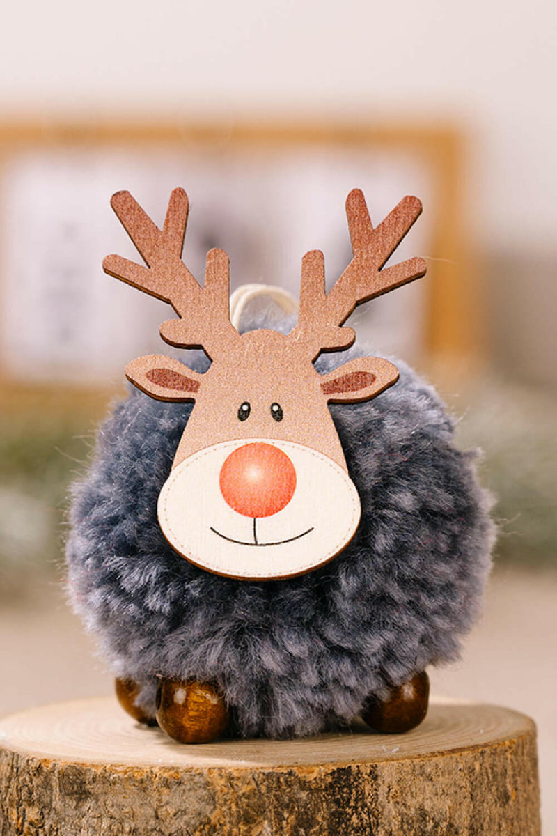 4-Pack Christmas Sherpa Reindeer Hanging Widgets - Festive Decor