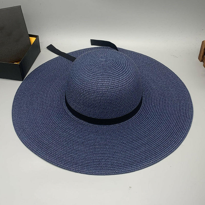 Bow Paper Braided Wide Brim Hat - Stylish and Comfortable Accessory