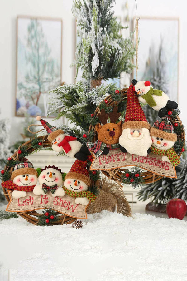 Christmas Element Rattan Wreath Ornaments for Festive Decor