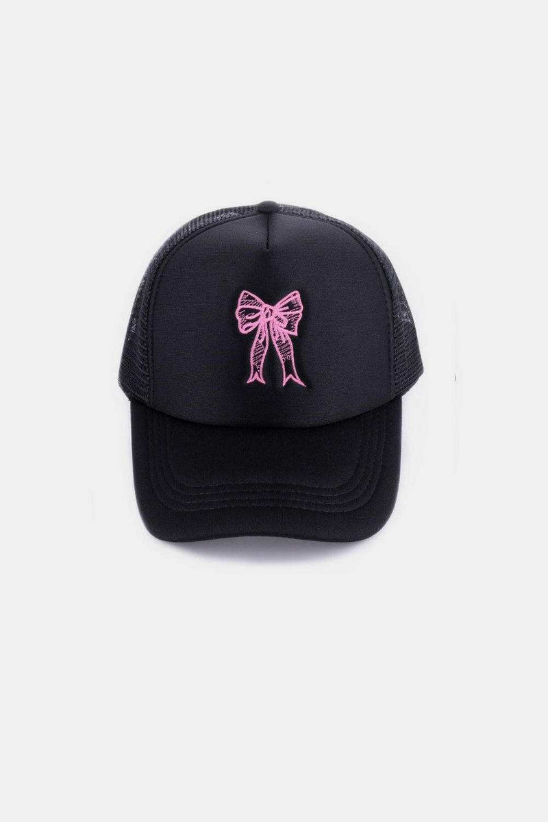 Zenana Ribbon Bow Embroidery Trucker Hat - Stylish Accessory