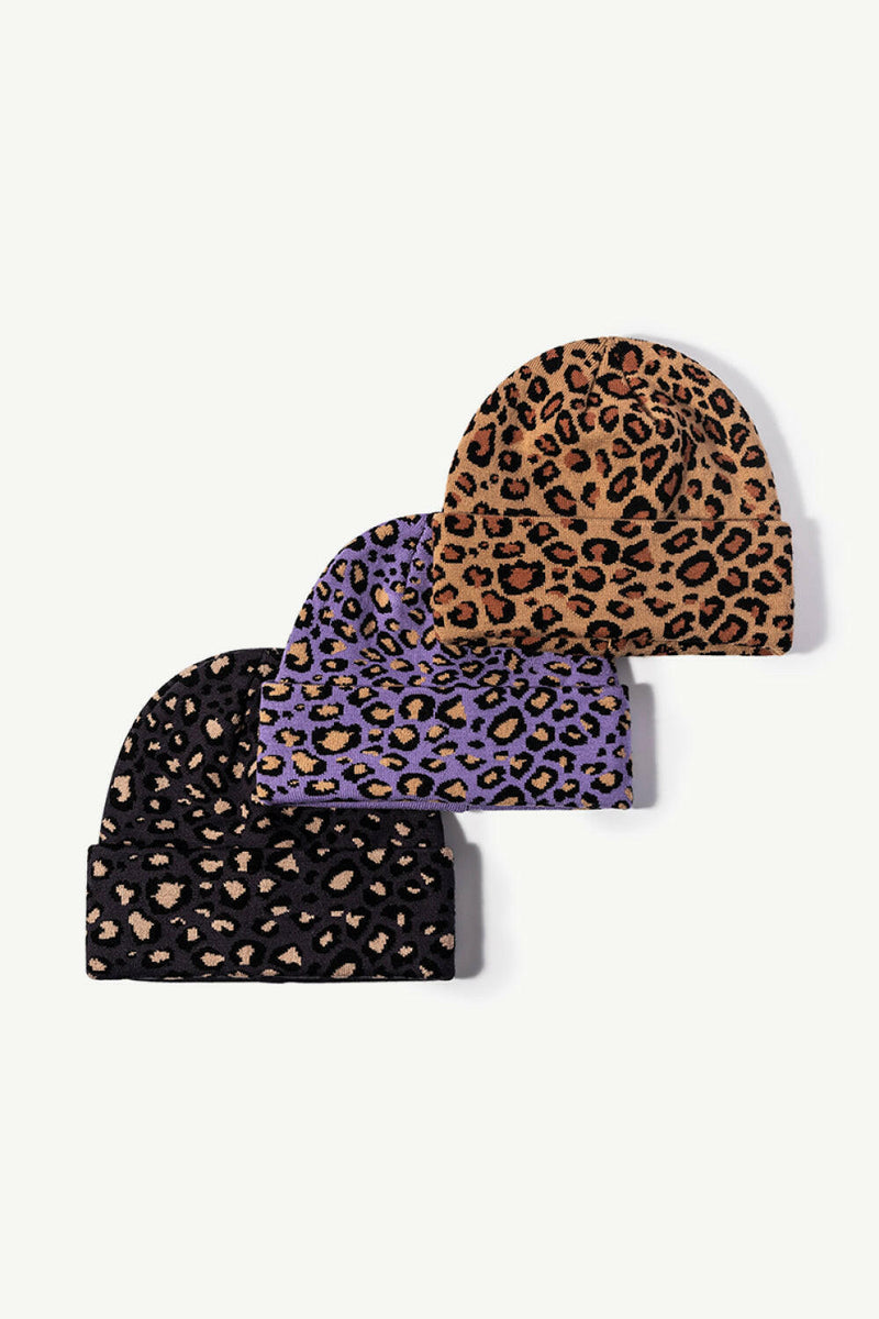 Leopard Pattern Cuffed Beanie - Stylish and Warm Accessory