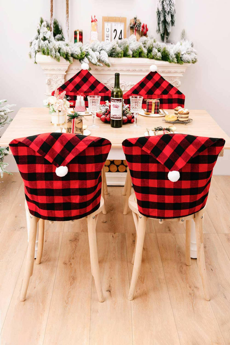 2-Pack Christmas Plaid Chair Covers - Festive & Durable