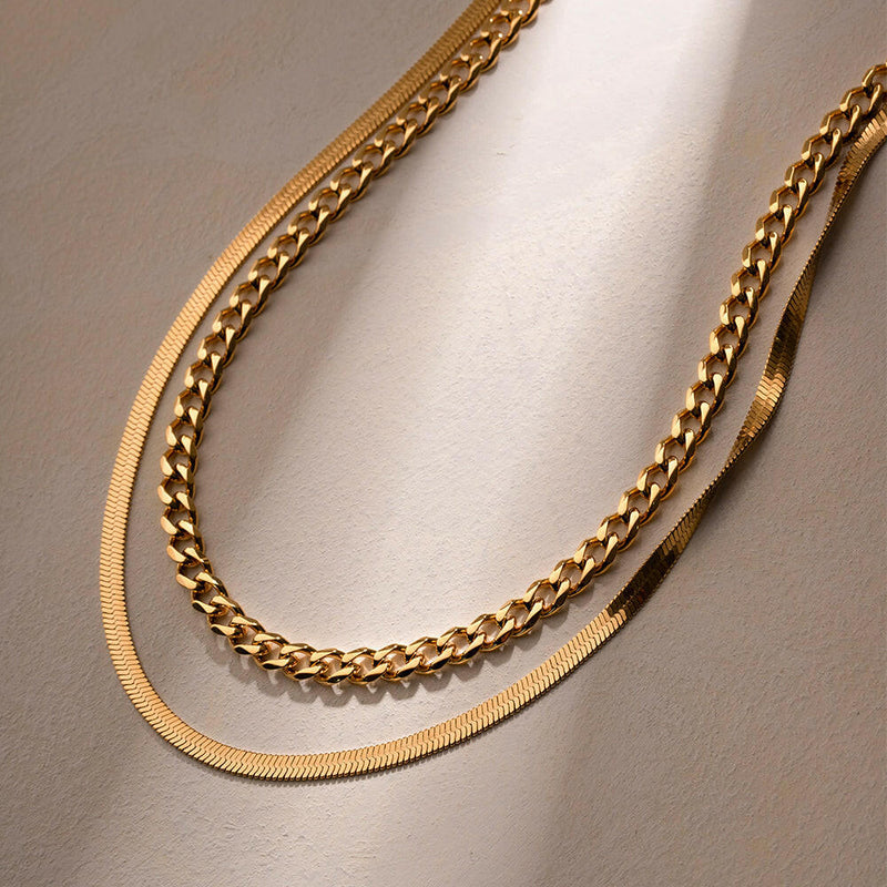 18K Gold-Plated Double Layered Necklace - Elegant Jewelry Piece