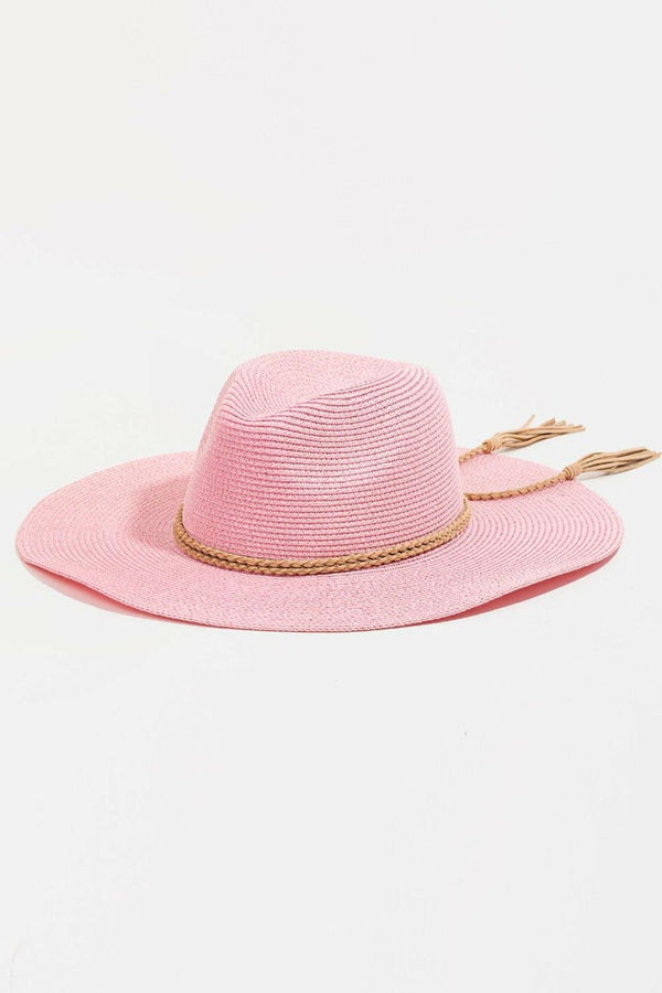 Fame Straw Braided Rope Strap Fedora Hat for Stylish Looks