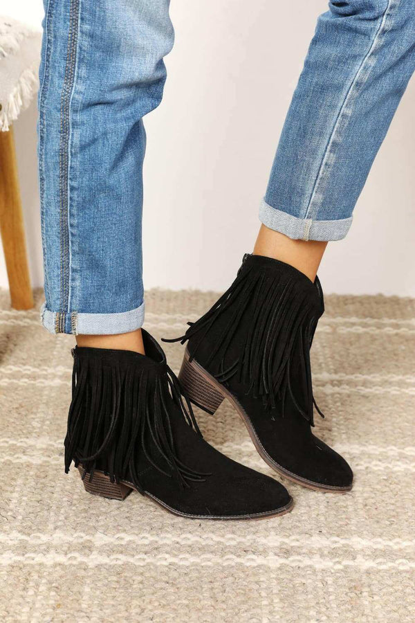 Fringe Cowboy Western Ankle Boots - Stylish & Versatile