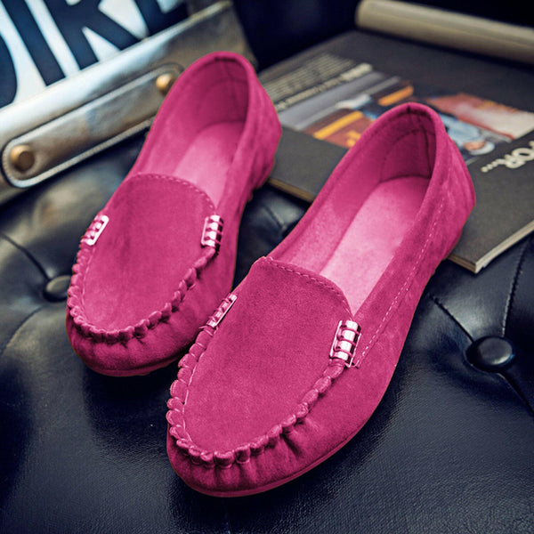 Suede Metal Decor Stitch Detail Flat Loafers for Stylish Comfort