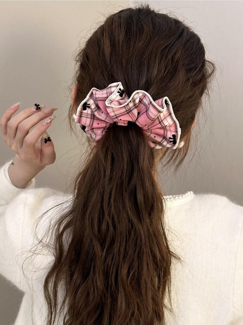 3-Piece Plaid Contrast Elastic Hair Scrunchy - Stylish & Durable