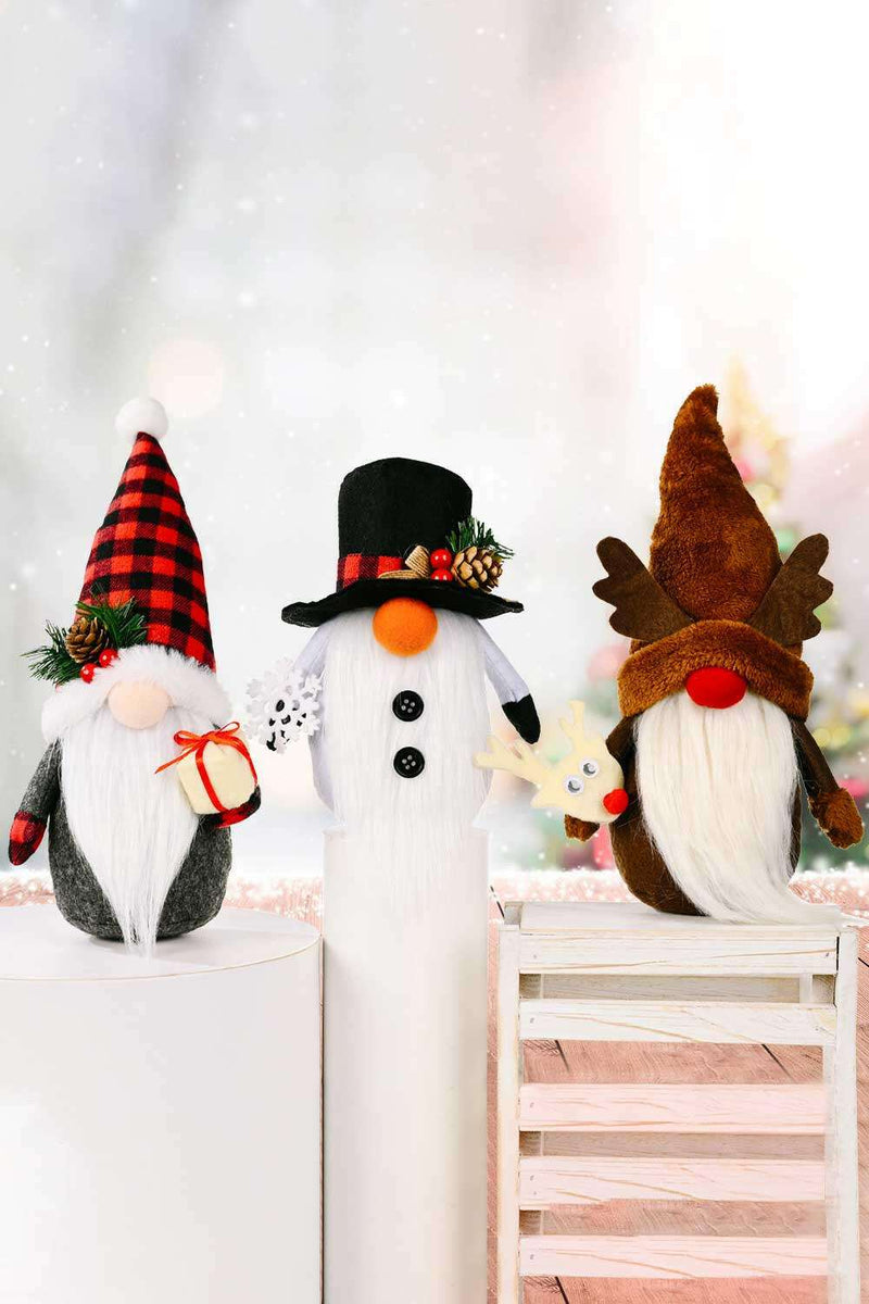 3-Pack Christmas Faceless Gnomes - Festive Decor Set