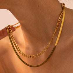 18K Gold-Plated Double Layered Necklace - Elegant Jewelry Piece