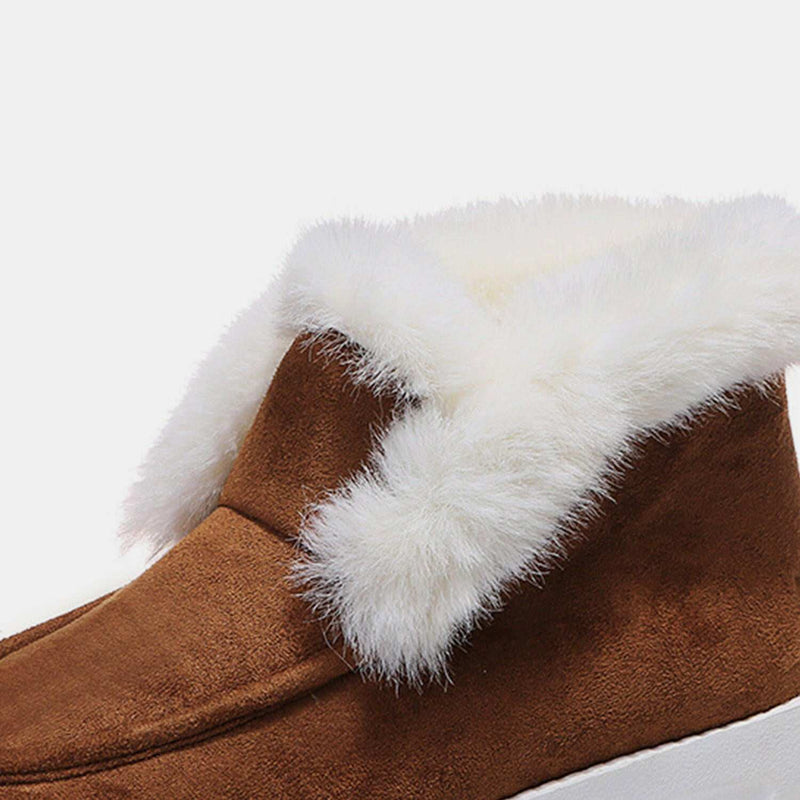 Furry Suede Snow Boots - Stylish & Comfortable Footwear