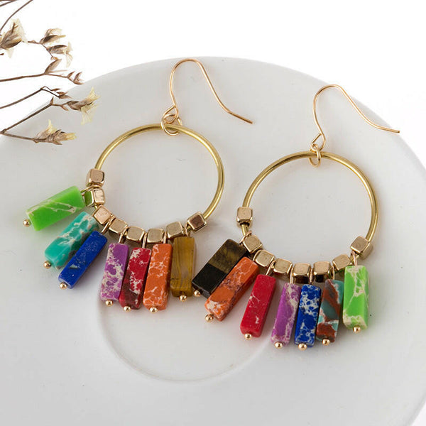 Multicolored Stone Dangle Earrings - Stylish and Unique Jewelry