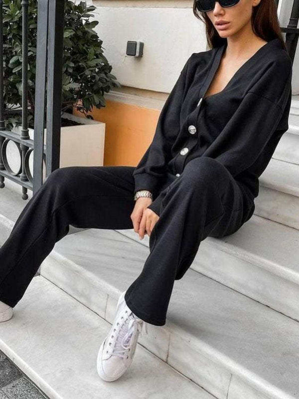 Full Size Button Up Long Sleeve Top and Pants Set shop Now