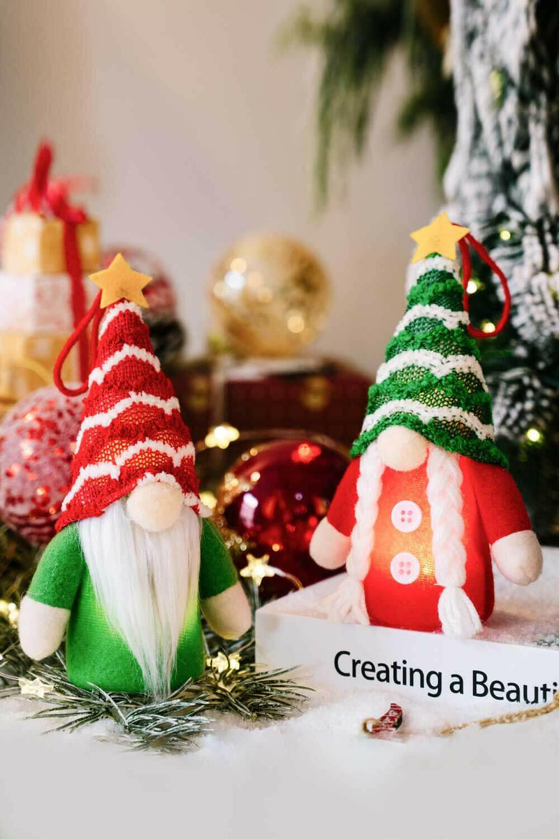 4-Pack Christmas Light- Up Faceless Gnome Hanging Widgets