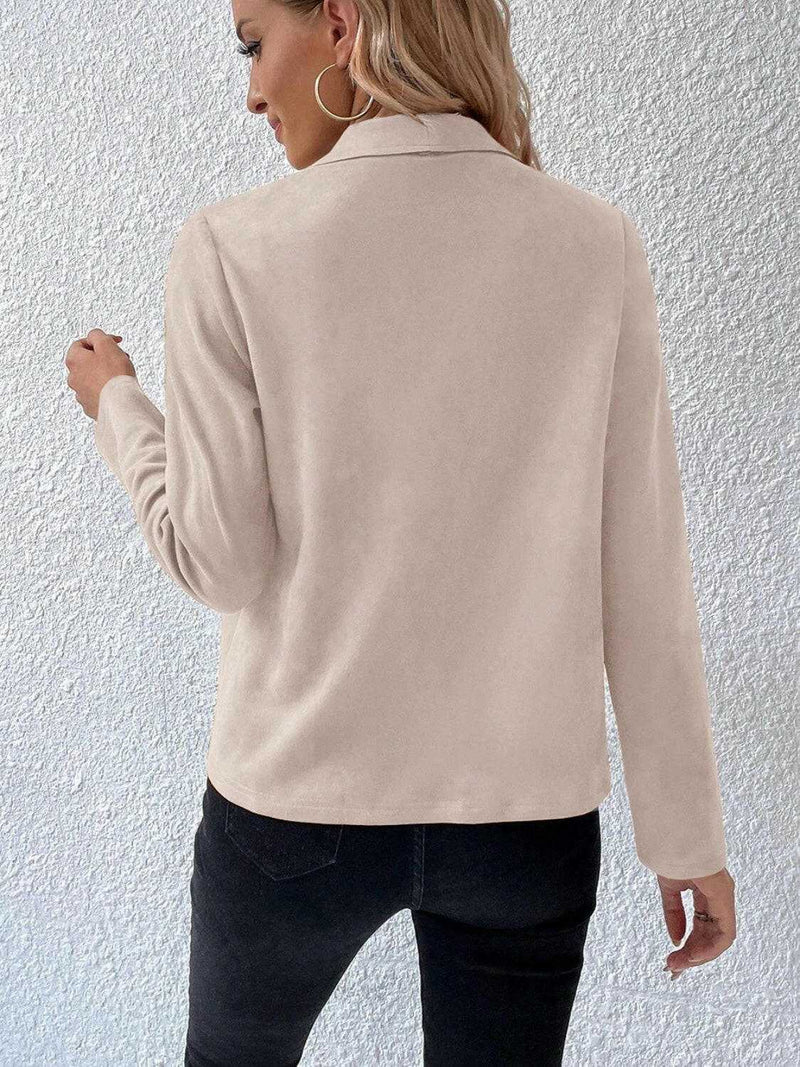 Collared Neck Long Sleeve Jacket - Stylish & Comfortable Wear