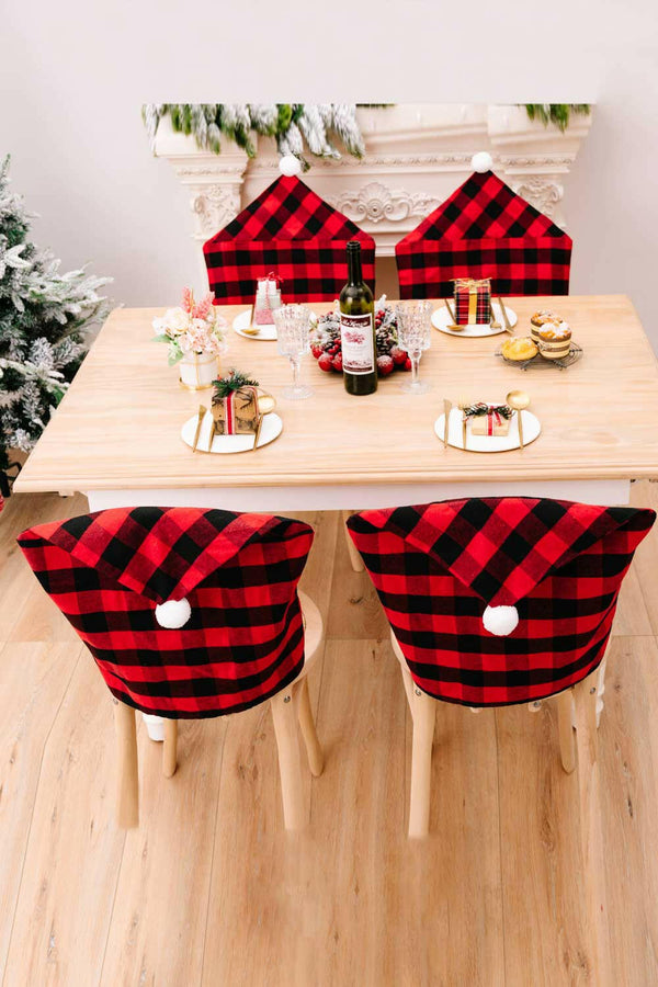 2-Pack Christmas Plaid Chair Covers - Festive & Durable