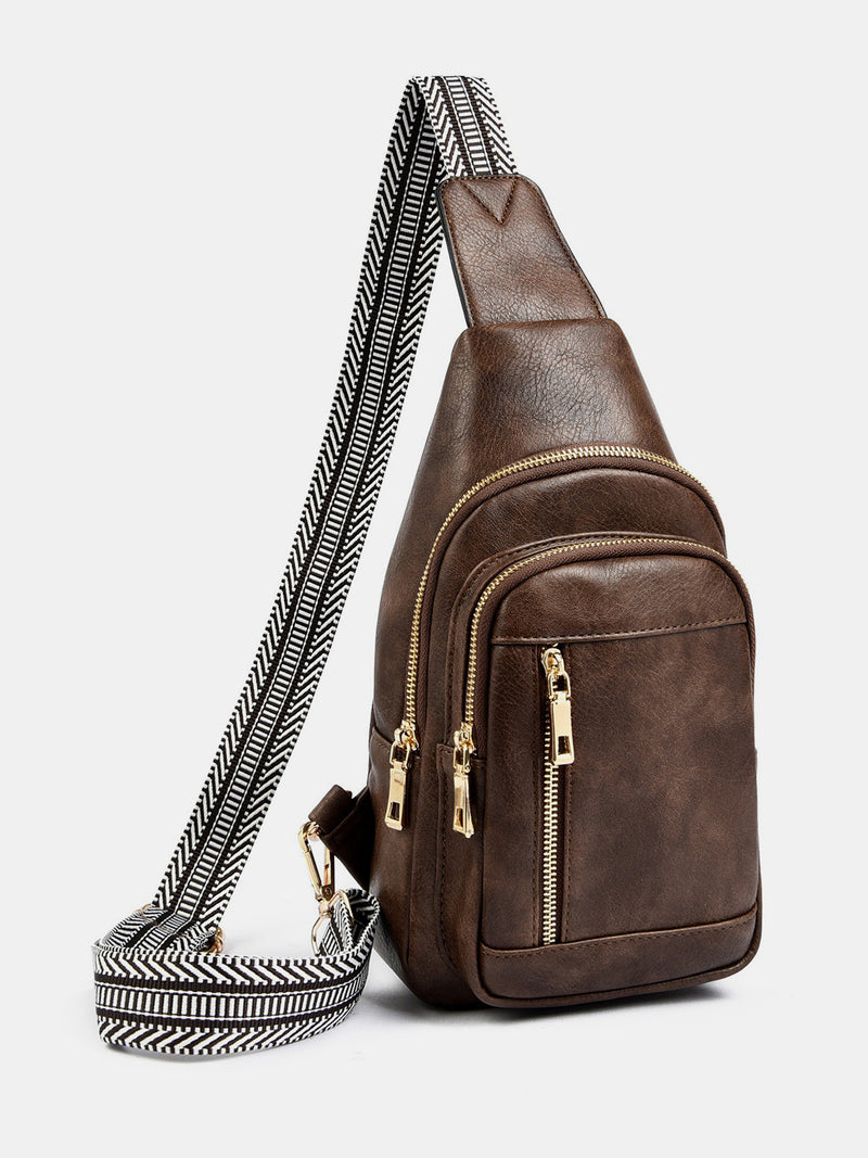 PU Leather Adjustable Strap Crossbody Bag