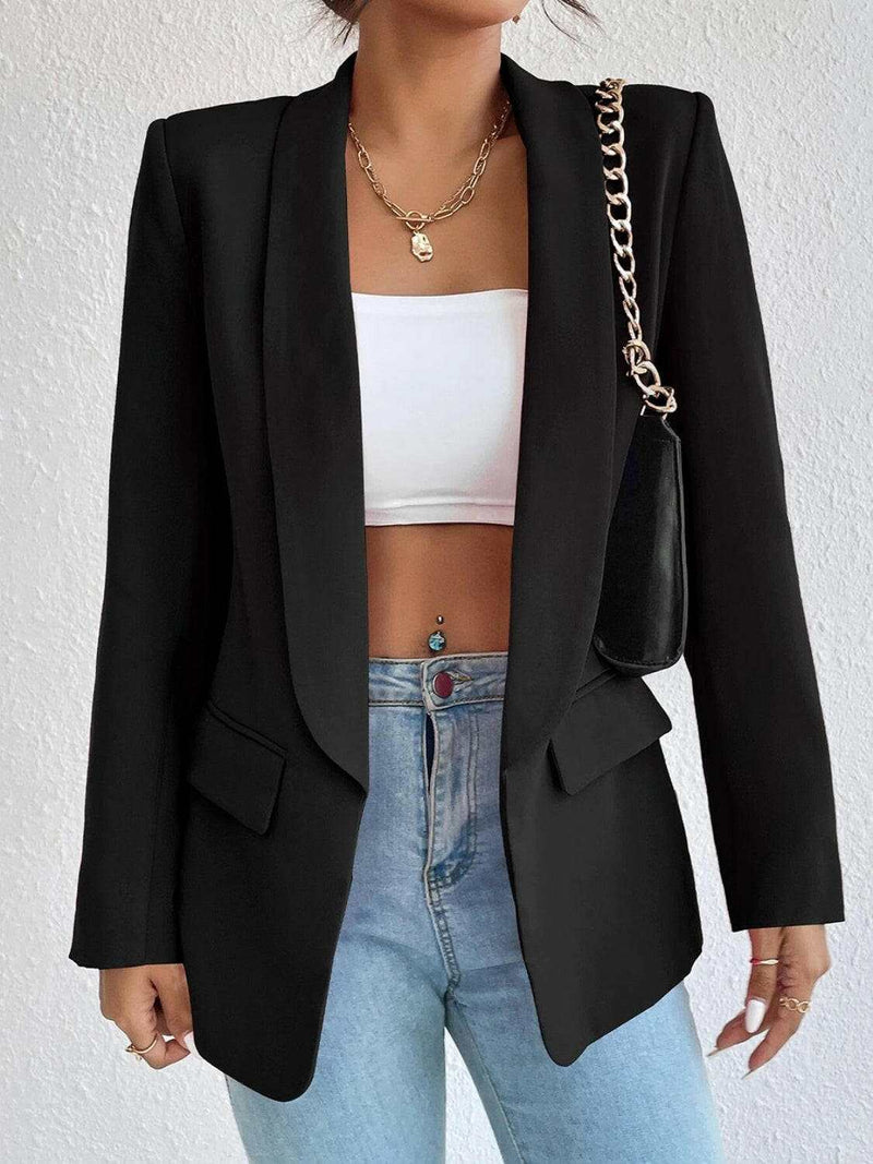 Shawl Collar Long Sleeve Blazer - Stylish & Versatile Wear