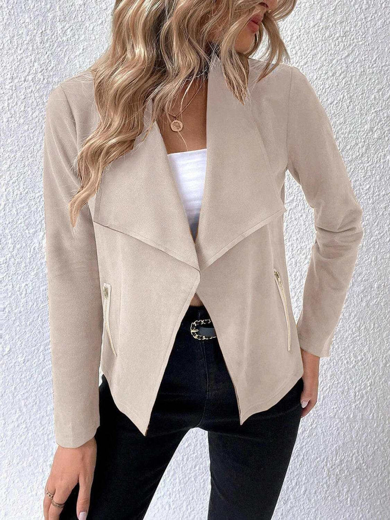 Collared Neck Long Sleeve Jacket - Stylish & Comfortable Wear