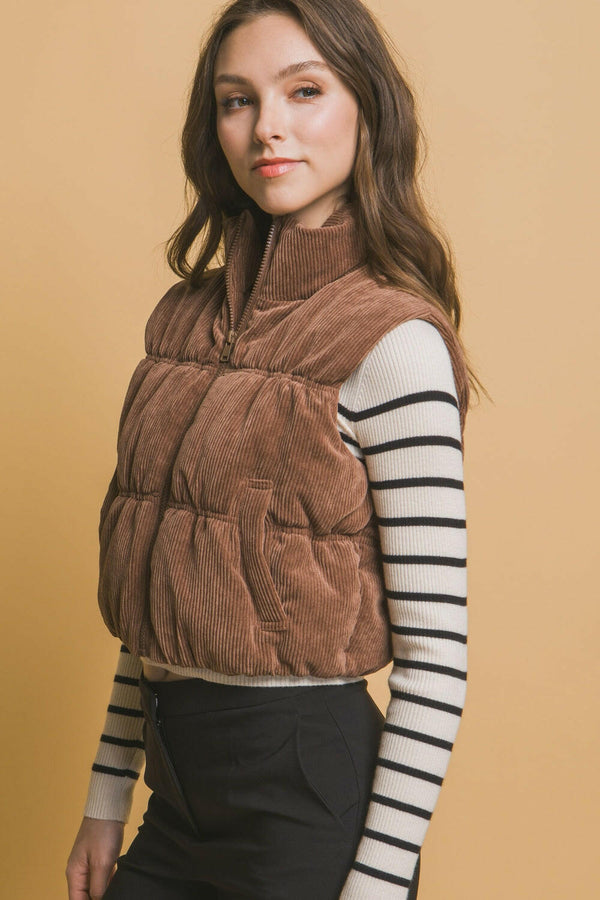 Love Tree Corduroy Zip - Stylish and Functional Puffer Vest