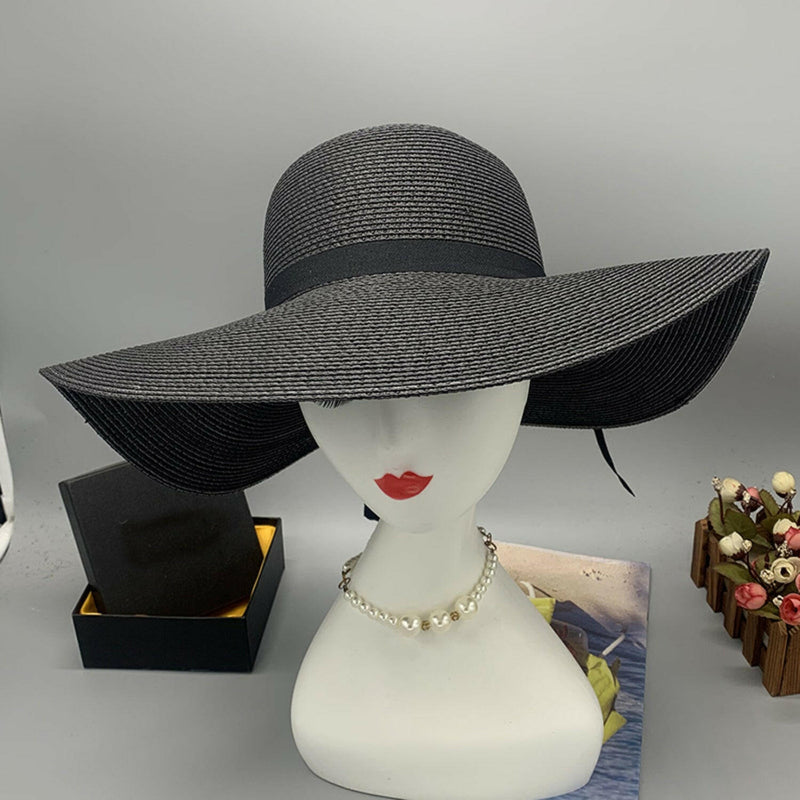 Bow Paper Braided Wide Brim Hat - Stylish and Comfortable Accessory